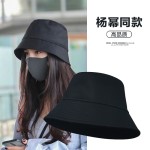 杨幂同款渔夫帽子女秋冬2023新款高级感大头围黑色素颜神器水桶帽