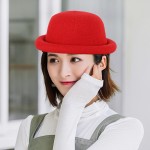 帽子女秋冬针织羊毛圆顶小礼帽日系百搭小码丸子帽可爱卷边小盆帽