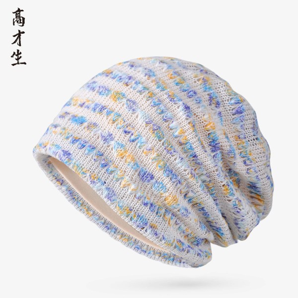 新品春秋季包头帽薄款女双层柔软网镂空透气不闷时尚显脸瘦套头帽