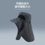 渔夫帽夏季防紫外线遮阳帽子钓鱼遮脸护颈一体男防晒帽大檐太阳帽