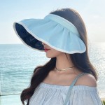 UV黑胶防晒帽子女防紫外线加大帽檐空顶贝壳帽遮脸沙滩遮阳帽轻奢