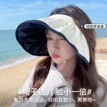 UV黑胶防晒帽子女防紫外线加大帽檐空顶贝壳帽遮脸沙滩遮阳帽轻奢