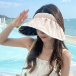 UV黑胶防晒帽子女防紫外线加大帽檐空顶贝壳帽遮脸沙滩遮阳帽轻奢