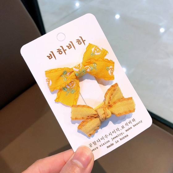 儿童婴儿发夹不伤发韩版宝宝可爱女孩全包布蝴蝶结碎花发饰品发卡