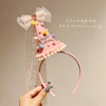 网红生日帽头纱发箍 女童生日派对氛围感头饰 拍照道具现货批发