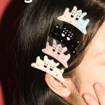 Tagi.两只小狗彩色镶嵌钻石可爱醋酸刘海夹气质百搭少女发卡发夹