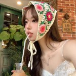 韩版镂空钩花三角巾手工针织发带女复古网红甜美小雏菊头巾女