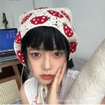 周洁琼同款樱桃头巾发带女拍照辣妹田园风发饰针织软妹复古三角巾