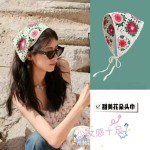 周洁琼同款樱桃头巾发带女拍照辣妹田园风发饰针织软妹复古三角巾