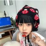 周洁琼同款樱桃头巾发带女拍照辣妹田园风发饰针织软妹复古三角巾