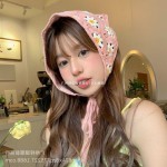 法式复古头巾女出游甜美可爱钩花文艺风发带针织手工辣妹三角巾潮