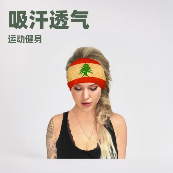 发圈跨境新款头巾国旗印花运动发带男女健身瑜伽弹力吸汗止汗发饰
