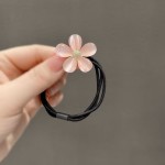韩版优雅简约复古仿水晶水钻花朵马尾丸子头发绳头绳皮套皮筋发圈