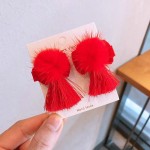 红色节日新年套装国风流苏发夹儿童发饰婴幼儿包布夹边夹春节卡装