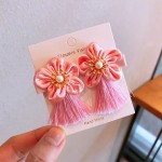 红色节日新年套装国风流苏发夹儿童发饰婴幼儿包布夹边夹春节卡装