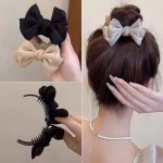 高级感蝴蝶结丸子头抓夹女2025新款后脑勺盘发夹甜美气质发夹头饰