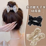 高级感蝴蝶结丸子头抓夹女2025新款后脑勺盘发夹甜美气质发夹头饰