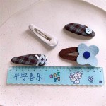 新款秋冬蓝色格纹蝴蝶结发夹甜美爱心BB夹复古格子刘海碎发夹发饰