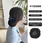 头花女网兜护士发网银行空姐职业蓝色简约盘头发头饰工作发饰2025