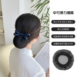头花女网兜护士发网银行空姐职业蓝色简约盘头发头饰工作发饰2025