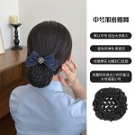 护士头花女职业发网盘头发银行空姐网兜服务员蓝色头饰发饰2025新