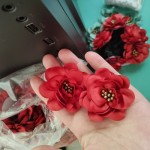 丸子头神器缎面山茶花抽绳发网头花发绳网兜盘发发套发圈妈妈头饰