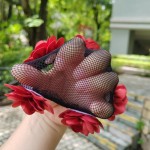 丸子头神器缎面山茶花抽绳发网头花发绳网兜盘发发套发圈妈妈头饰