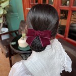 职业头花女护士发网黑色丝绒蝴蝶结银行空姐工作盘发网兜韩版饰品
