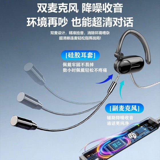电竞游戏听声辨位台式电脑麦克风有线不入耳挂耳式耳麦一键闭麦