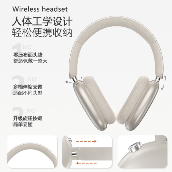 P859真ANC主动降噪头戴式无线蓝牙耳机超长续航旋钮键工厂批发5.4 （含认证）