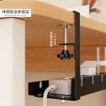桌下理线架桌面路由器放置架插排收纳盒桌底绕线器免打孔伸缩过线