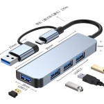 跨境一拖四typec分线器DC供电hub3.0笔记本平板电脑转接usb集线器