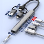 适用typec苹果usb转3.5mm耳机多功能扩展器五合一集线器HUB拓展坞