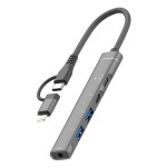 适用typec苹果usb转3.5mm耳机多功能扩展器五合一集线器HUB拓展坞