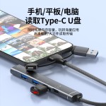 适用typec苹果usb转3.5mm耳机多功能扩展器五合一集线器HUB拓展坞