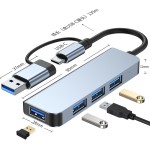 TYPE-C转USB3.0双口高速集线器笔记本电脑拓展坞多接口hub分线器
