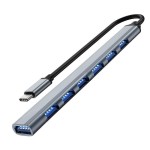 铝合金7口usb3.0 HUB扩展器一拖七 hub集线器7口分线器电脑扩展坞