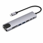 8合1Type-C扩展坞USB-C转HDMI网口PD快充读卡器笔记本HUB跨境