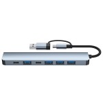 跨境一拖七usb3.0hub集线器笔记本电脑扩展坞双接口TYPE-C分线器