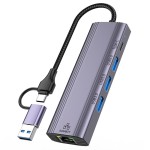 type-c拓展坞六合一扩展坞千兆网卡4K60hz笔记本多功能HUB分线器