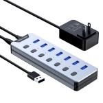 跨境USB3.0HUB7口集线器10口USB3.2分线器多口电脑USB扩展坞高速 （含认证）