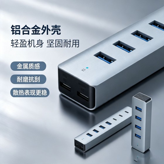 USB3.0分线器7口/4口电脑扩展带电源集线器3.0HUB台式 外接供电