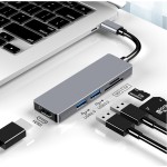 跨境专供HDMI线高清显示器hub投屏USB3.0电脑多口五合一扩展坞