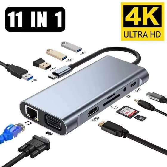 Type-C扩展坞11合1拓展坞笔记本pad7合1集线器网卡转换器多功能