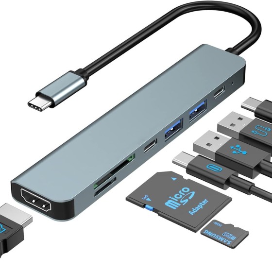 type-c转hdmi高清4K拓展坞USB3.0HUB分线器usb-c多功能7合1扩展坞
