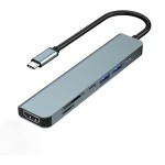 type-c转hdmi高清4K拓展坞USB3.0HUB分线器usb-c多功能7合1扩展坞