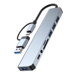 跨境usb/type-c扩展坞八合一TF SD卡读取hub电脑二合一转换器音频