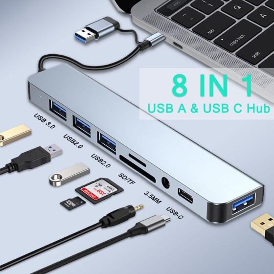 usb3.0双头扩展器高速hub集线器7口拓展坞分线器多功能电脑扩展坞