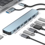 usb3.0双头扩展器高速hub集线器7口拓展坞分线器多功能电脑扩展坞