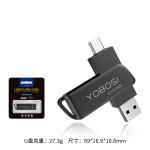 跨境爆品金属旋转手机u盘typec双接口64g锌合金车载U盘32高速优盘